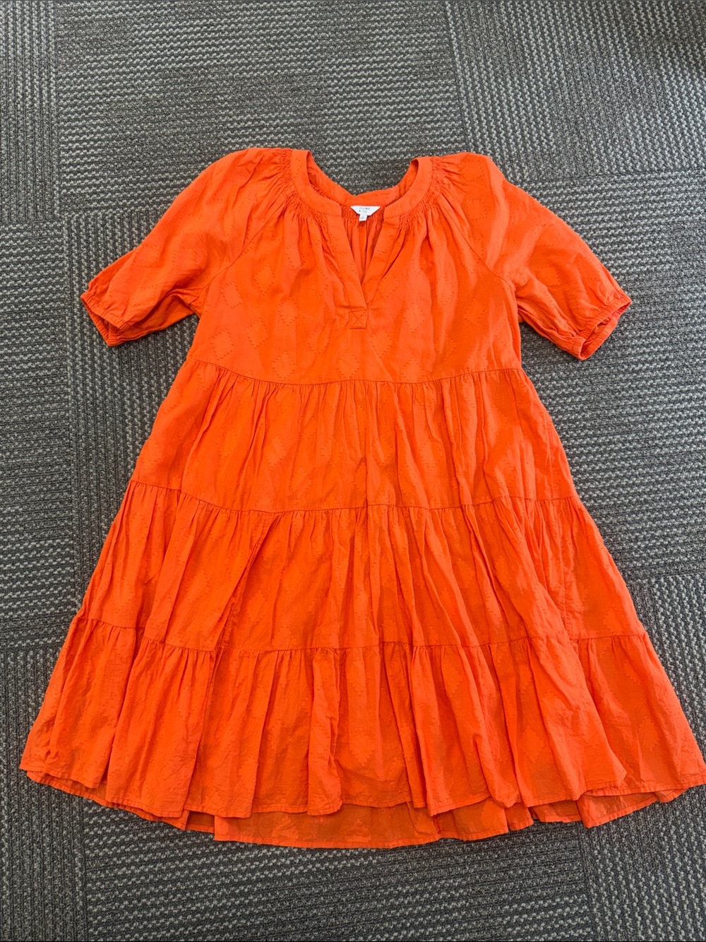 Crown & Ivy Bright Orange Tiered Cotton Mini Dress, size M